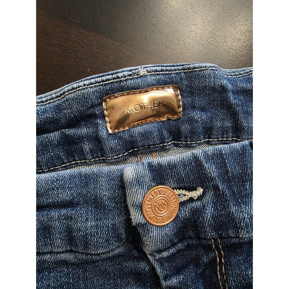 Mother High Waisted Looker Ankle Fray Jean Walking On Coals Size 28 - Picture 3 of 7